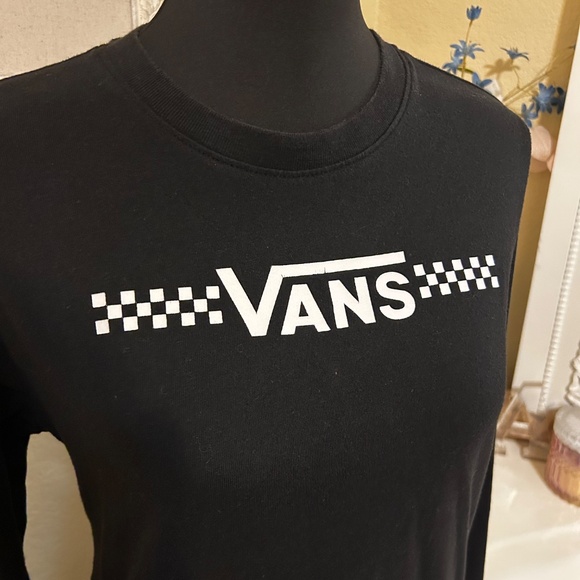 Vans Long Sleeve Black and White Checkered Logo Top - Picture 2 of 3